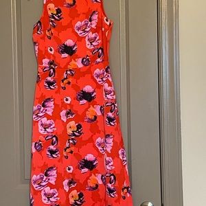 Banana Republic Draped Back Red Floral Dress NWT